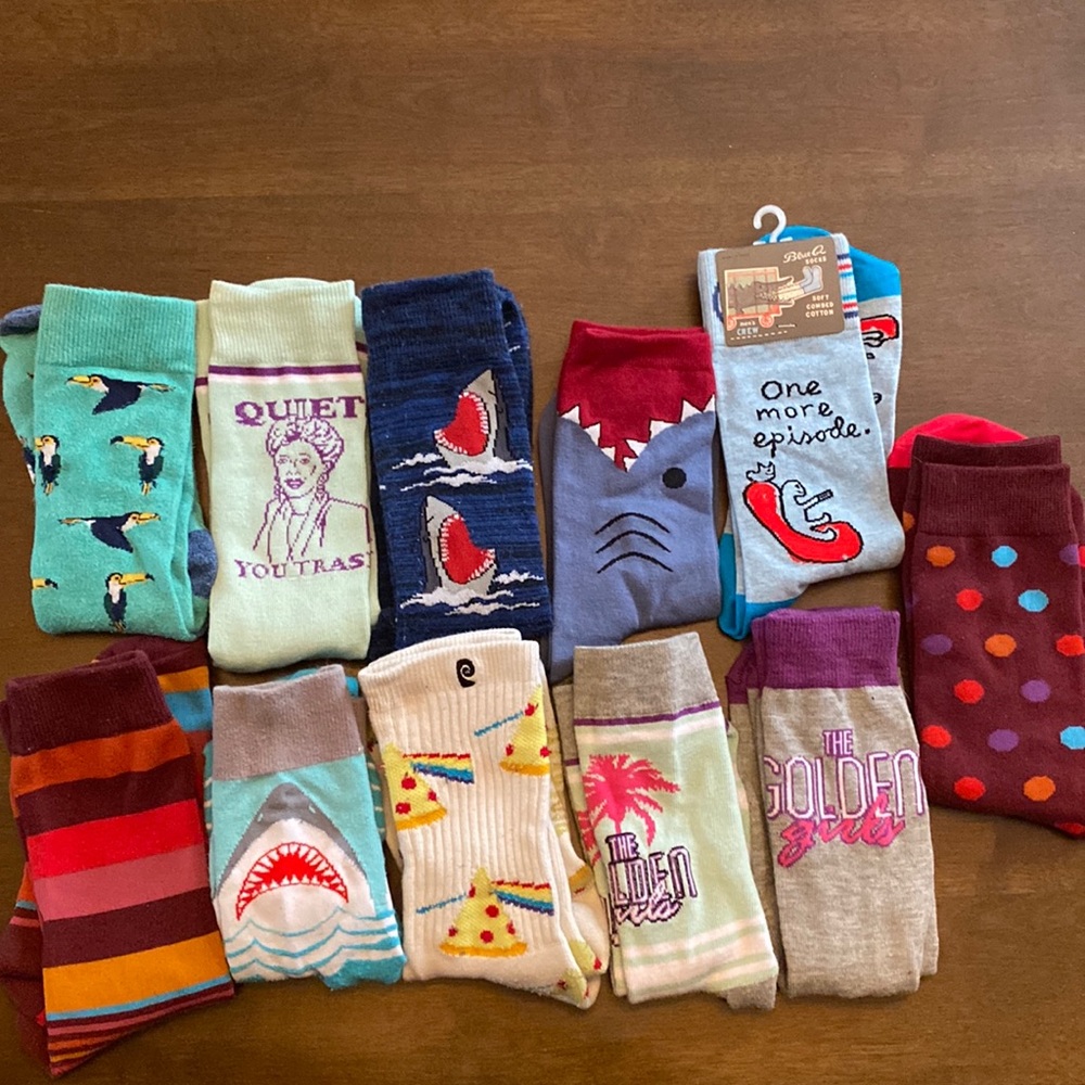 11 pairs of dress socks or high rise socks